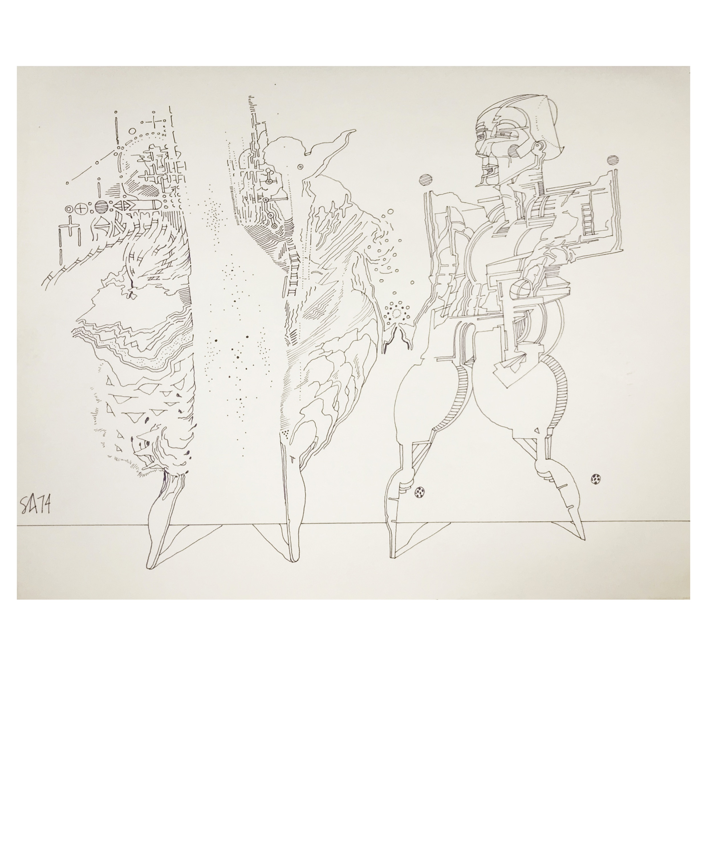 Steven Arnold - Untitled. 1974. Dibujo. Tinta sobre papel. 35 x 43 cm