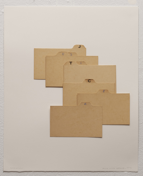 Alicia Mihai Gazcue - Argumento. 1974. Fichas de cartulina con letras impresas. 40,64 x 33,02 cm. Único