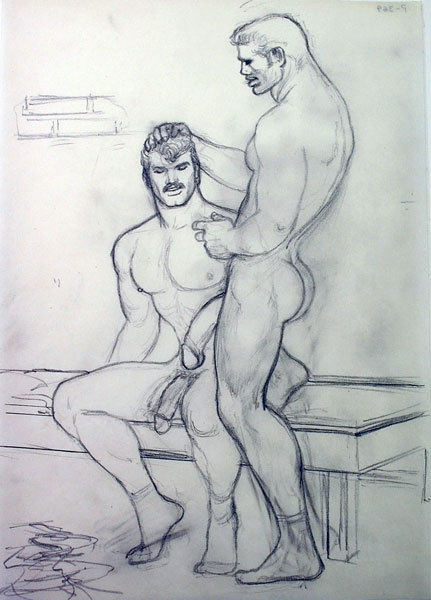 Tom of Finland .- s/t. Grafito sobre papel. 29,2 x 20,3 cms. 1976